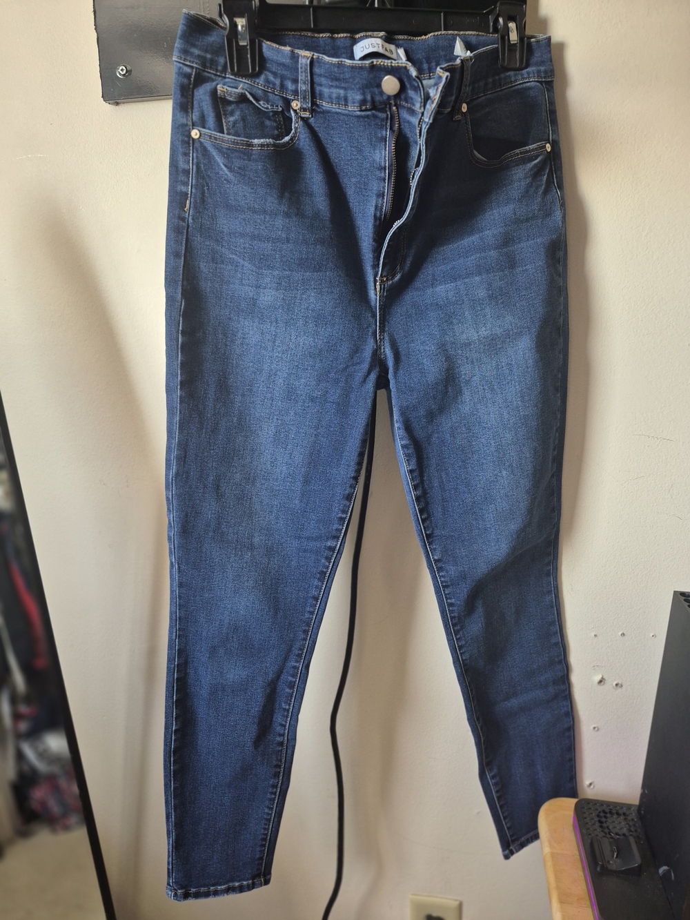 JustFab Women's Skinny Jeans in Dark Blue Denim